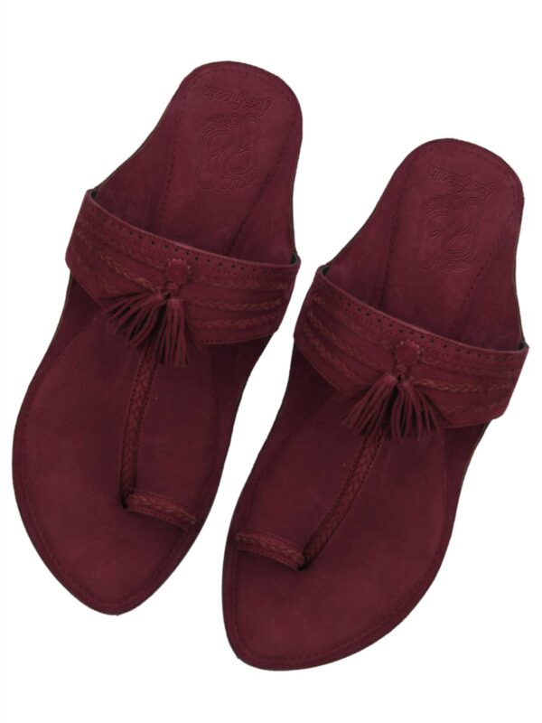 Maroon Braided Kolhapuri for Women - Image 2