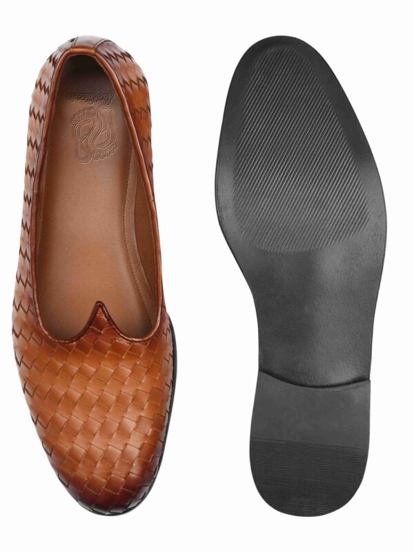 Tan Weave Leather Mojris - Image 2