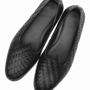 Black Weave Leather Mojris