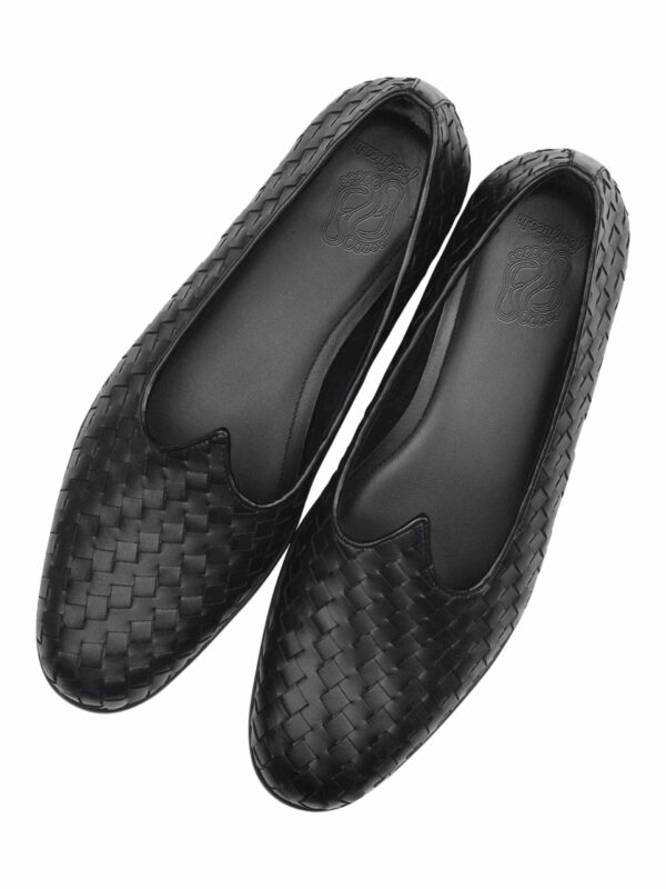 Black Weave Leather Mojris
