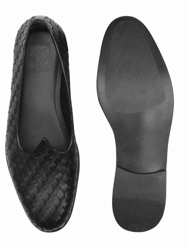 Black Weave Leather Mojris - Image 2