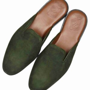 Army Green Suede Mules
