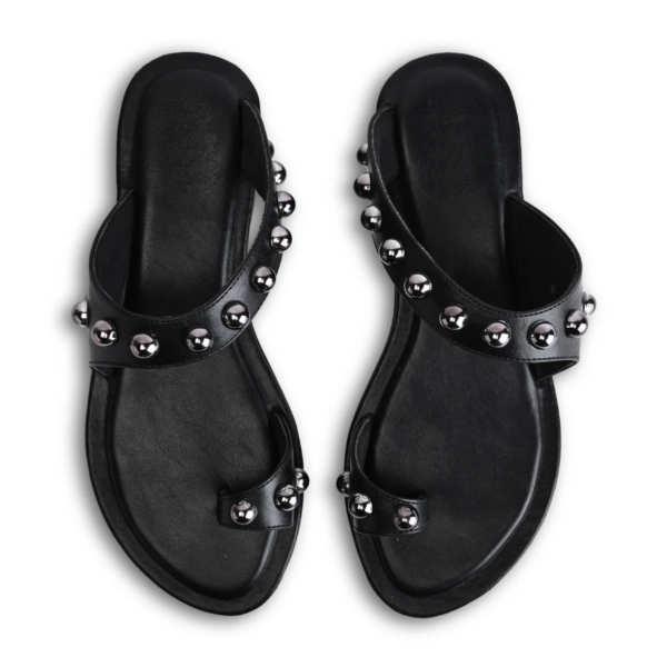 PisaX Black Flat Sandals For Women - Image 3