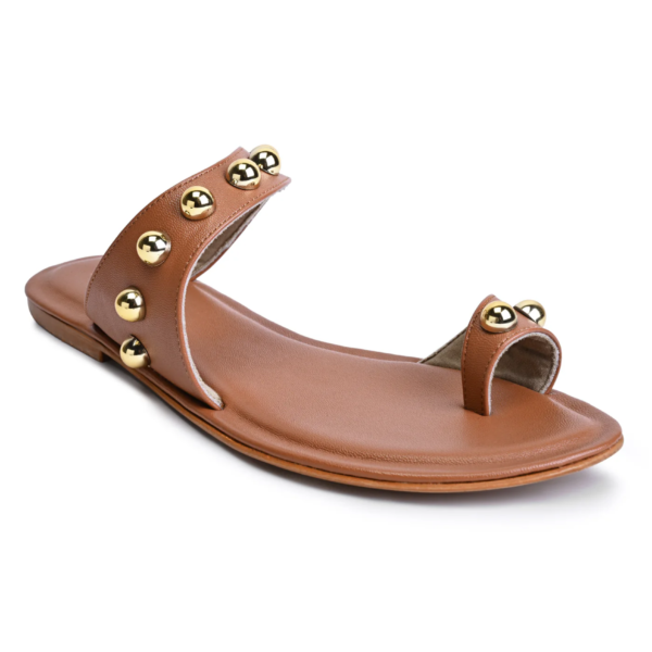 PisaX Tan Flat Sandals For Women - Image 4