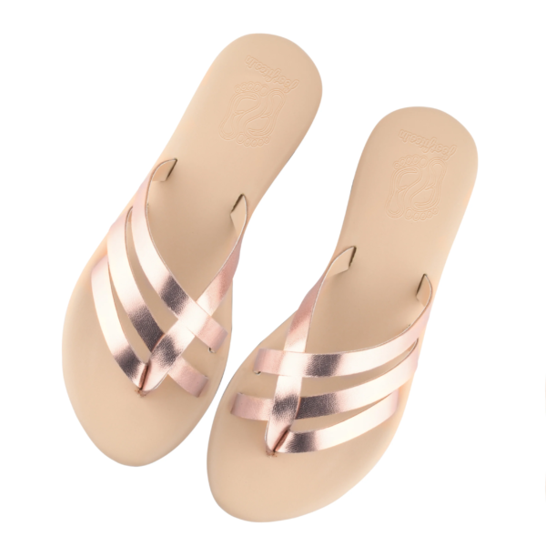 Capri Rose Gold Flat Sandals For Women - Image 2