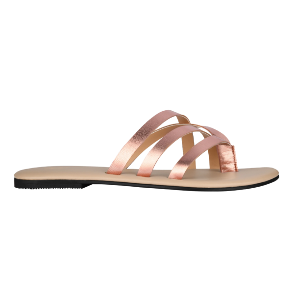 Capri Rose Gold Flat Sandals For Women - Image 4