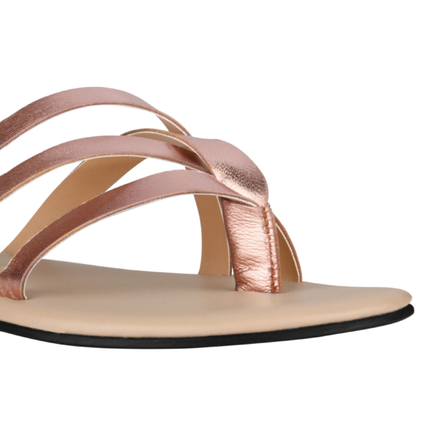 Capri Rose Gold Flat Sandals For Women - Image 6