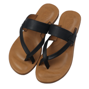 Genoa Black Flat Sandals For Women