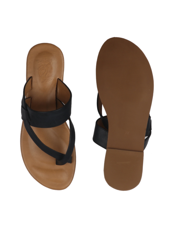 Genoa Black Flat Sandals For Women - Image 2