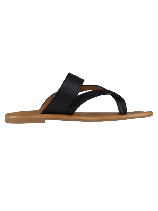 Genoa Black Flat Sandals For Women - Image 3