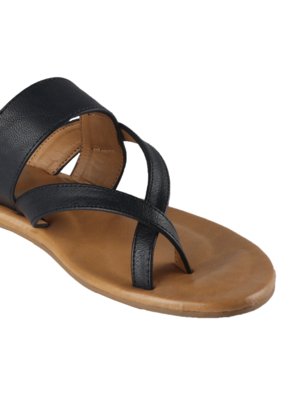 Genoa Black Flat Sandals For Women - Image 4