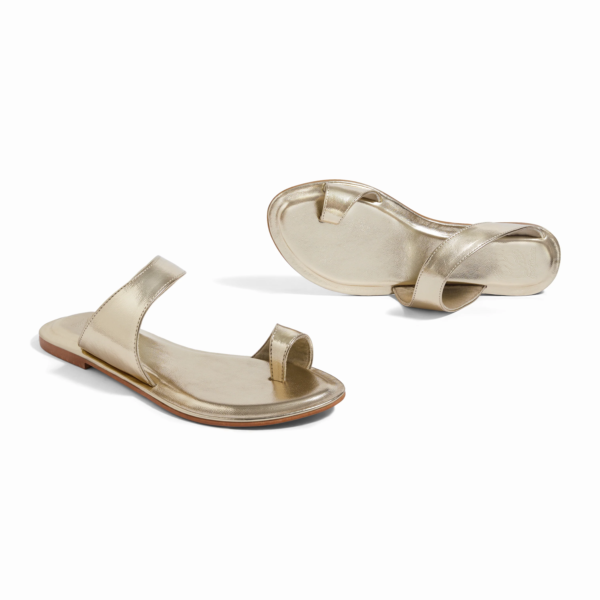 Pisa Gold Flat Sandals For Women - Image 2