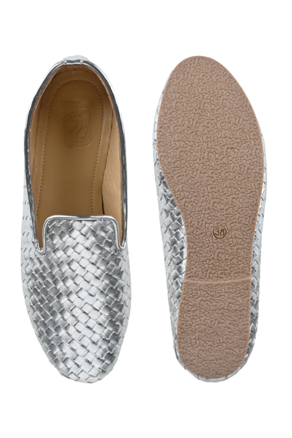 Madison Silver Weave Loafers For Women - Image 3