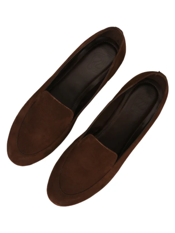 Olivia Brown Suede Loafers for Women - Image 2