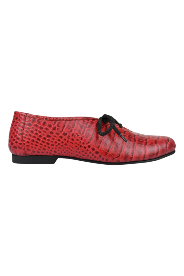 Red Derby Shoes with Bow Laces for Women - Image 4