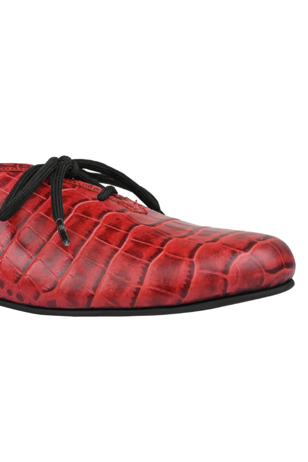 Red Derby Shoes with Bow Laces for Women - Image 7