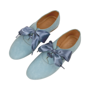 Freya Blue Derby Shoes with Bow Laces for Women