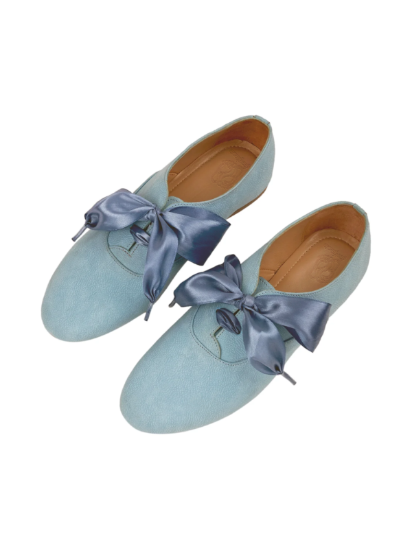 Freya Blue Derby Shoes with Bow Laces for Women