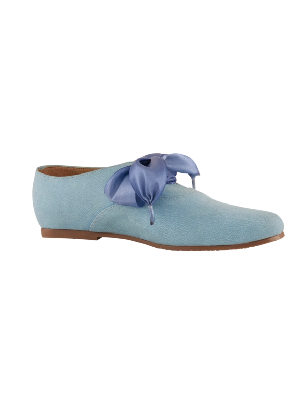 Freya Blue Derby Shoes with Bow Laces for Women - Image 3