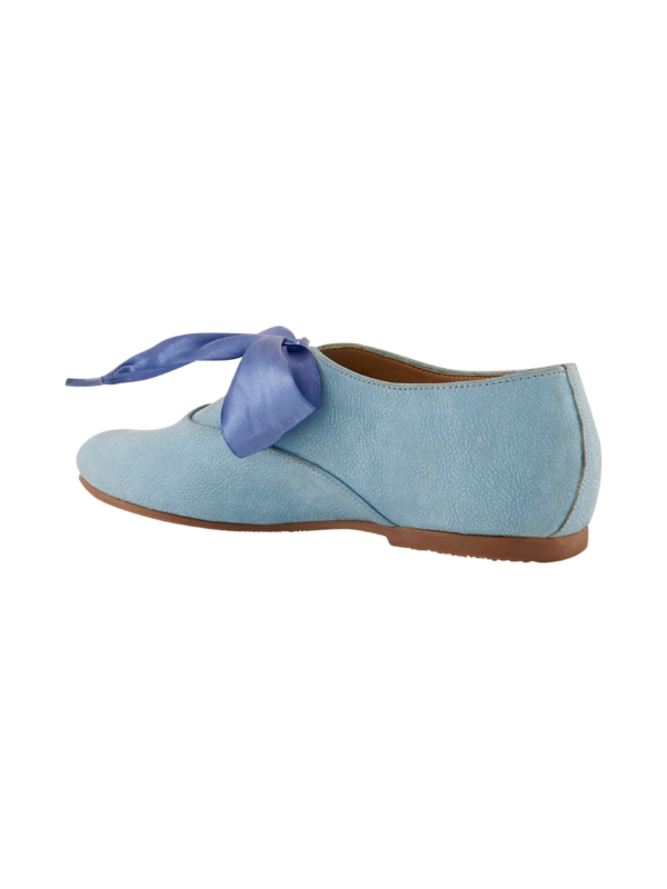 Freya Blue Derby Shoes with Bow Laces for Women - Image 4
