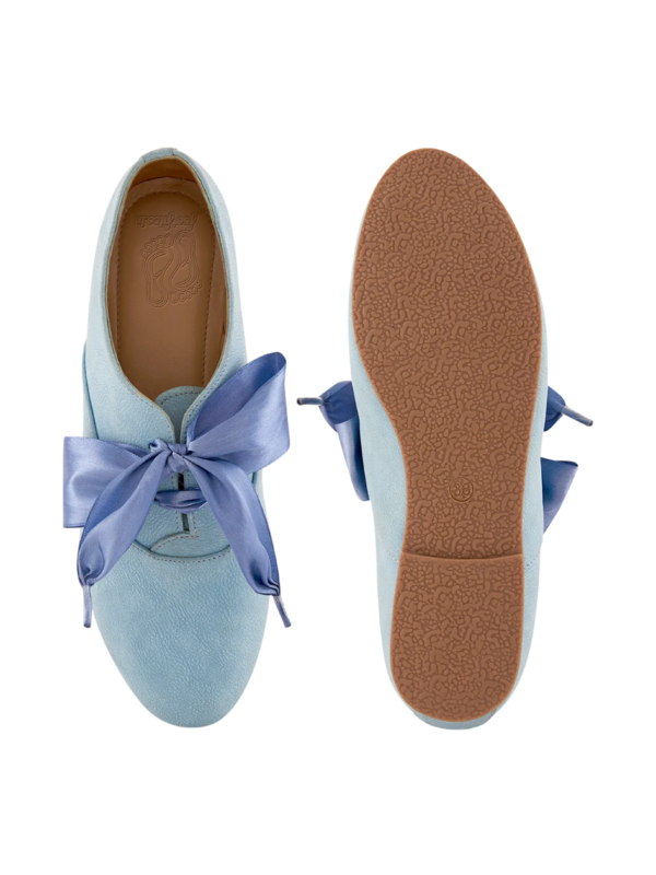 Freya Blue Derby Shoes with Bow Laces for Women - Image 2