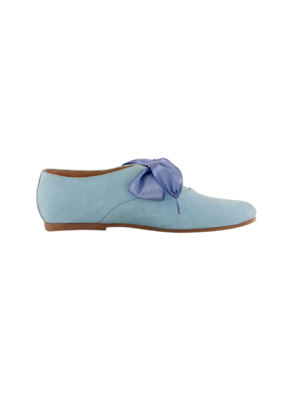 Freya Blue Derby Shoes with Bow Laces for Women - Image 5