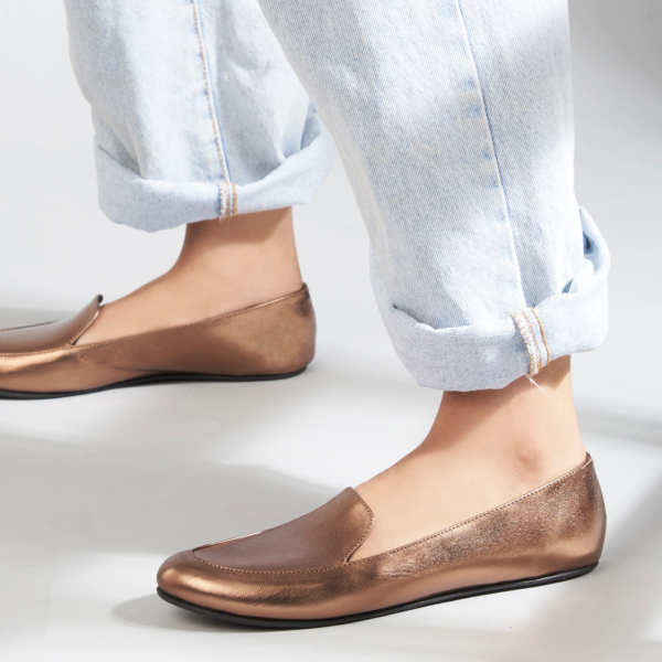 Olivia Rose Gold Loafers For Women
