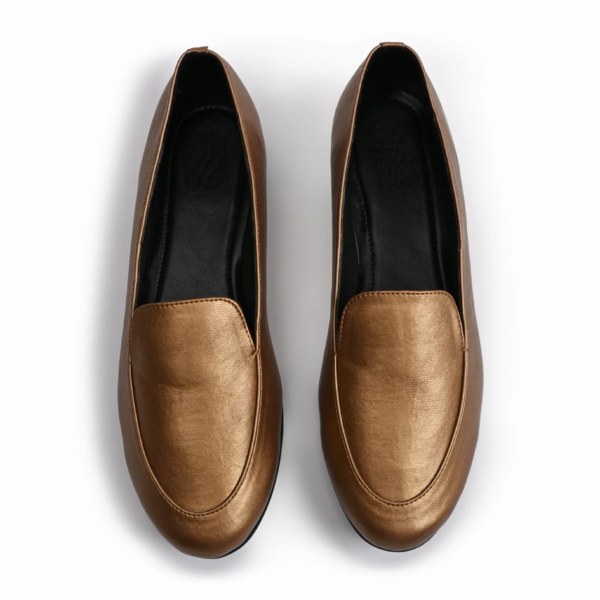 Olivia Rose Gold Loafers For Women - Image 2