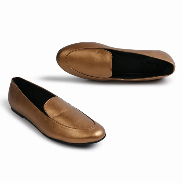Olivia Rose Gold Loafers For Women - Image 3