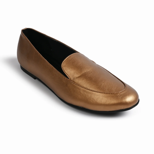 Olivia Rose Gold Loafers For Women - Image 4