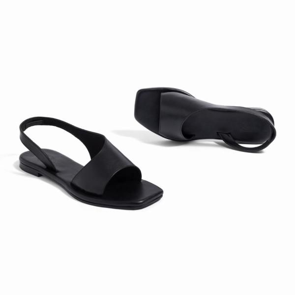 Turin Black Flat Sandals For Women - Image 3