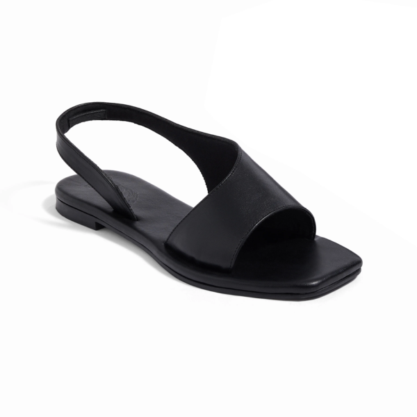 Turin Black Flat Sandals For Women - Image 4