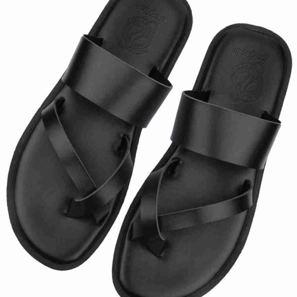 Leath Black Sandals for Men