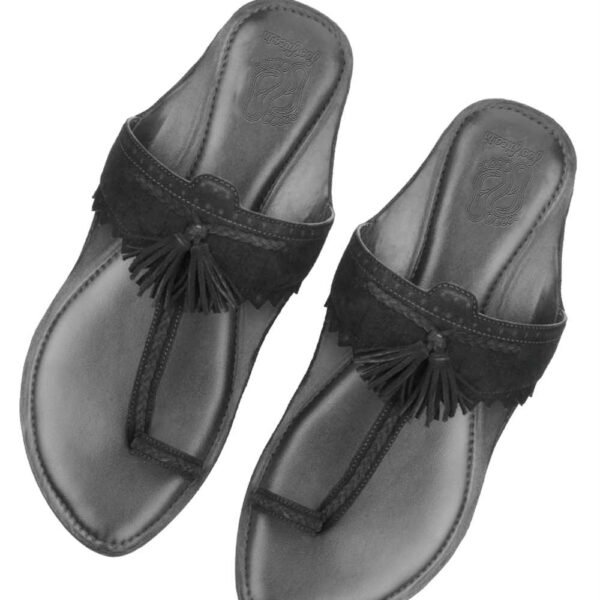 Black Braided Kolapuri for Men