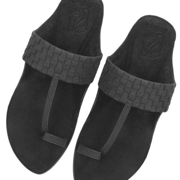 Black Kolapuri Brick Pattern Style Strap for Men