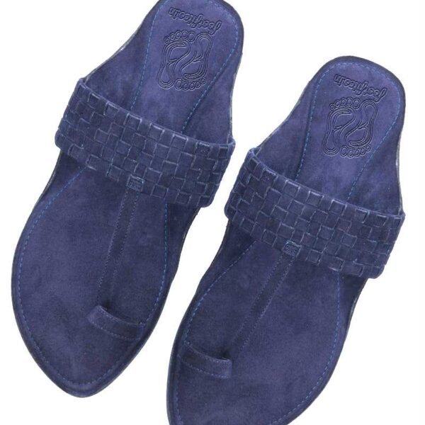 Blue Kolapuri Brick Pattern Style Strap for Men