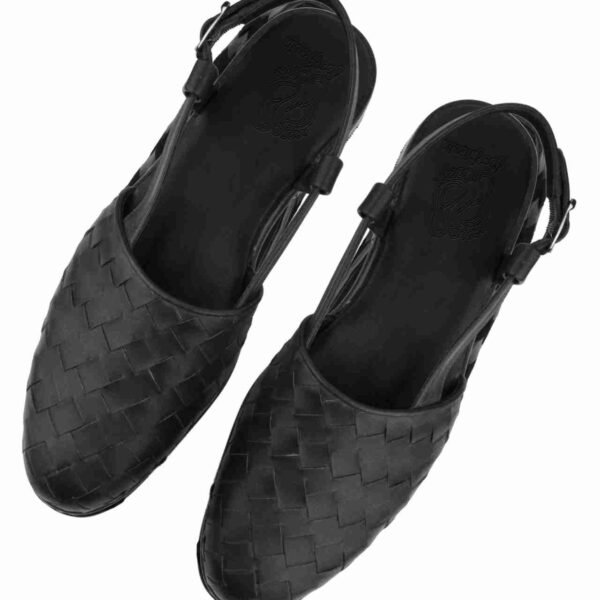 Black Weave Peshawari Sandals for Men