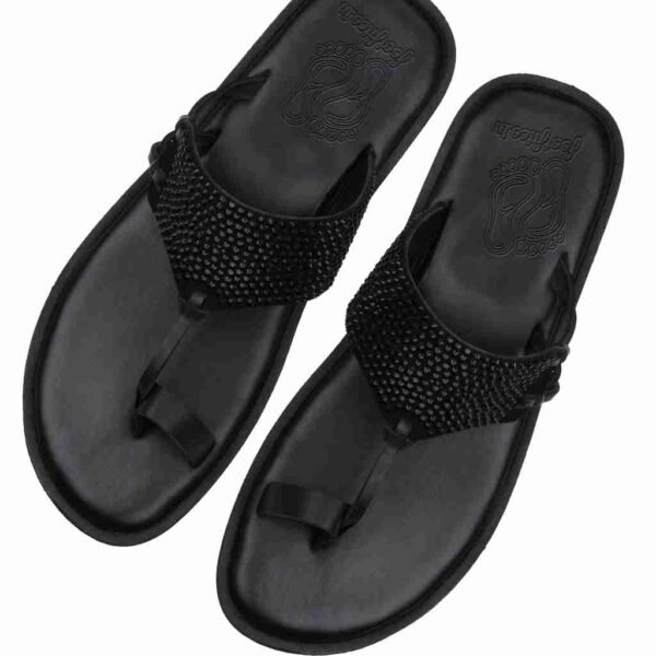 Indy Black Crystal Sandals for Men