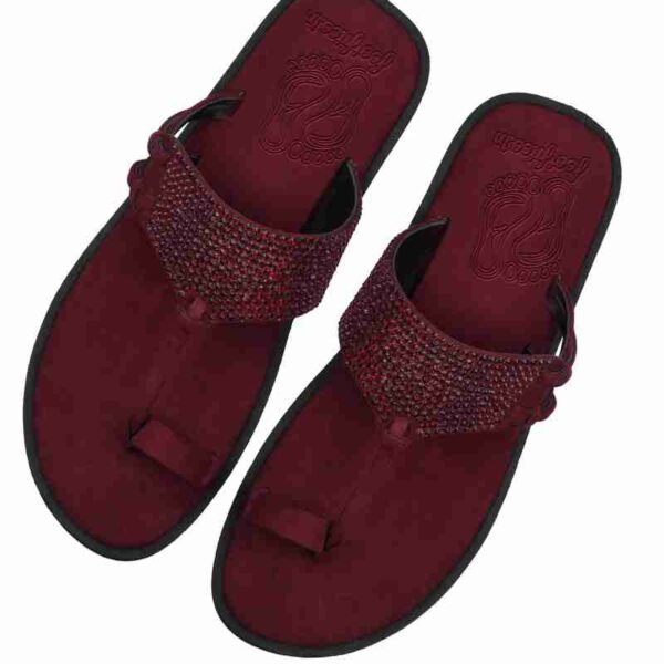 Indy Maroon Crystal Sandals for Men