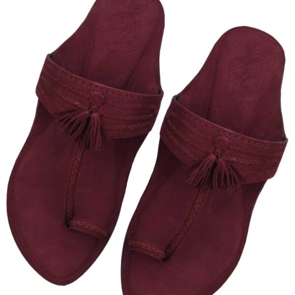Maroon Braided Kolhapuri for Men