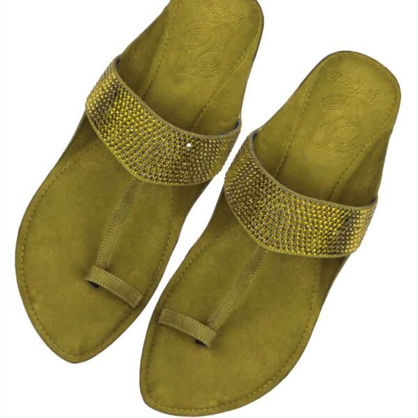 Henna Green Kolapuri Stone Detailing on Strap for Men
