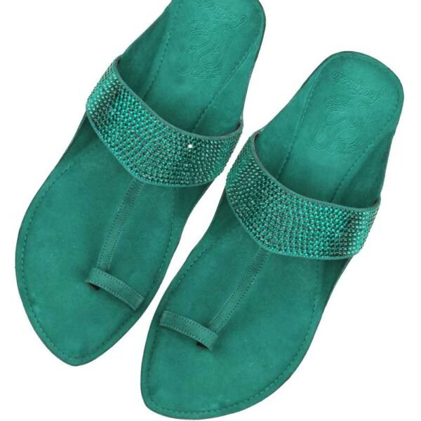 Turquoise Green Kolapuri Stone Detailing on Strap for Men