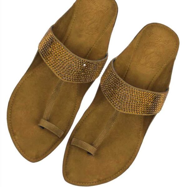 Brown Kolapuri Stone Detailing on Strap for Men