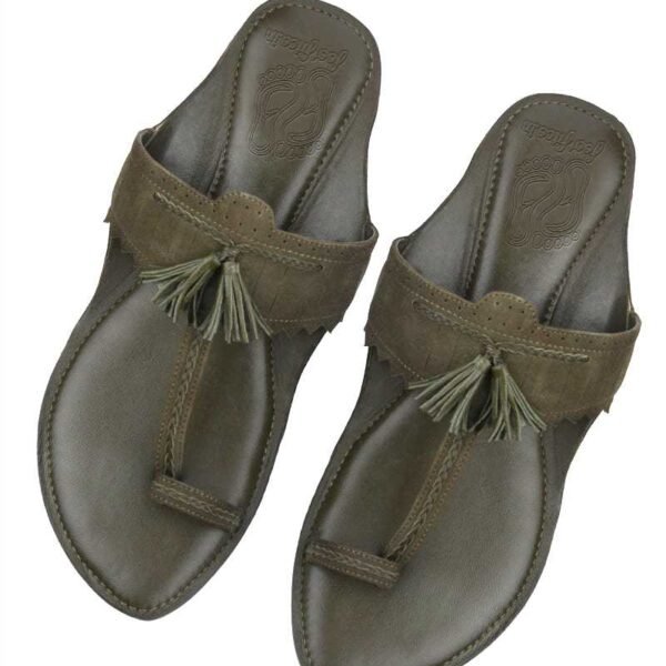 Heena Green Braided Kolapuri for Men