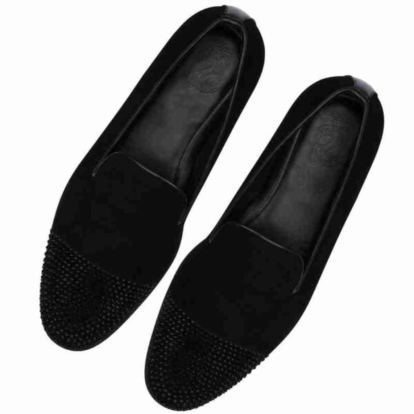 Black Loafers for Men with Black Stone Detailing