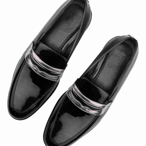 Black Gunmetal Penny Loafers for Men