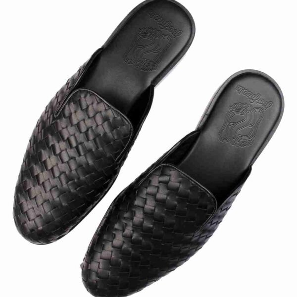 Black Weave Mules